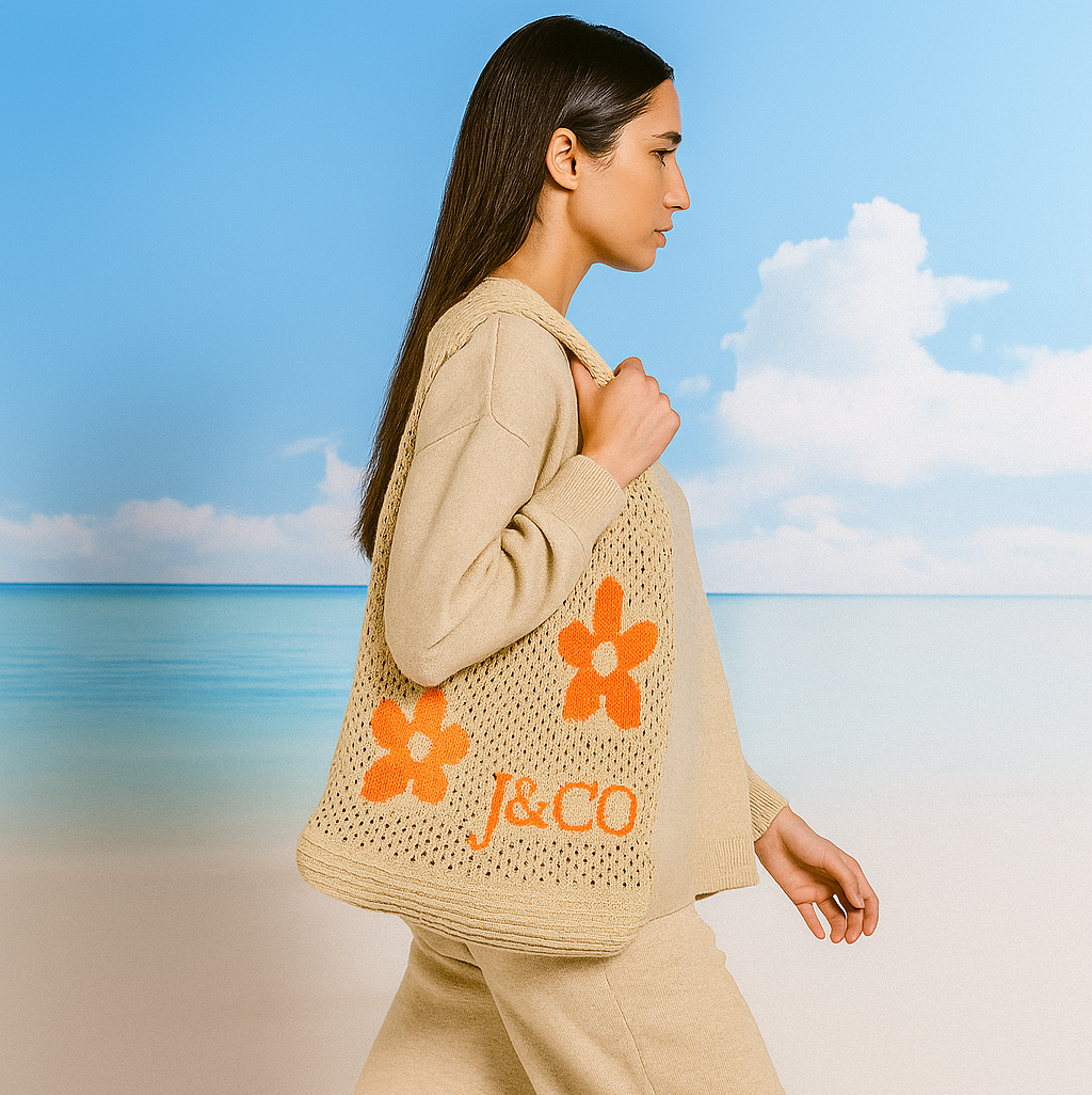 Summer Flower Knit Crochet Tote Bag