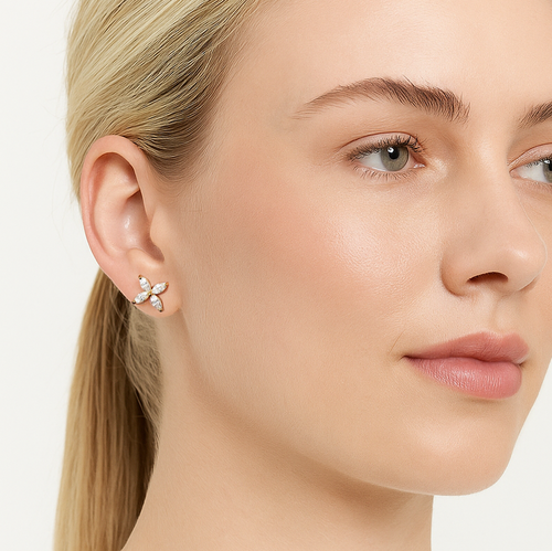 Marquise Flower Stud Earrings