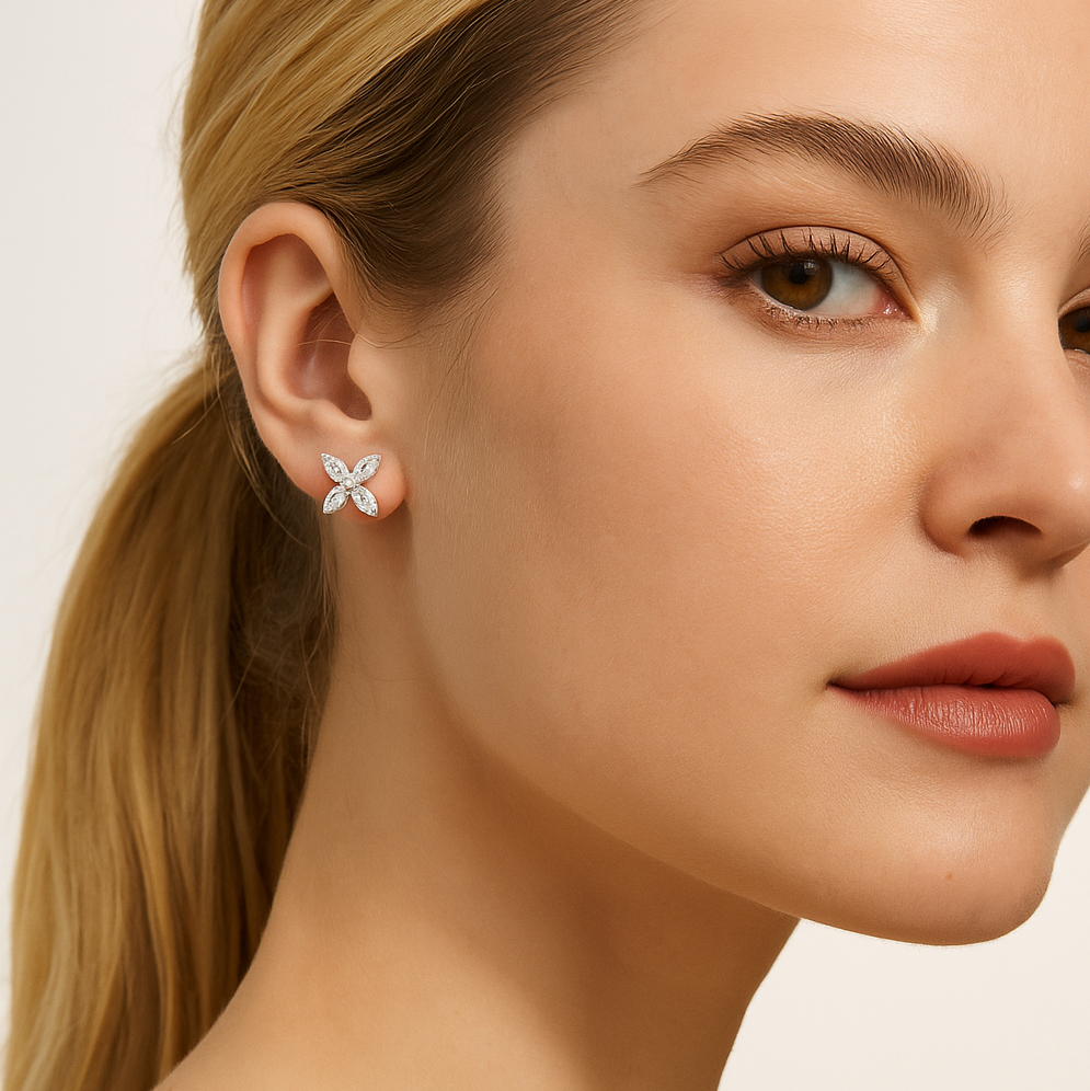 Marquise Flower Stud Earrings