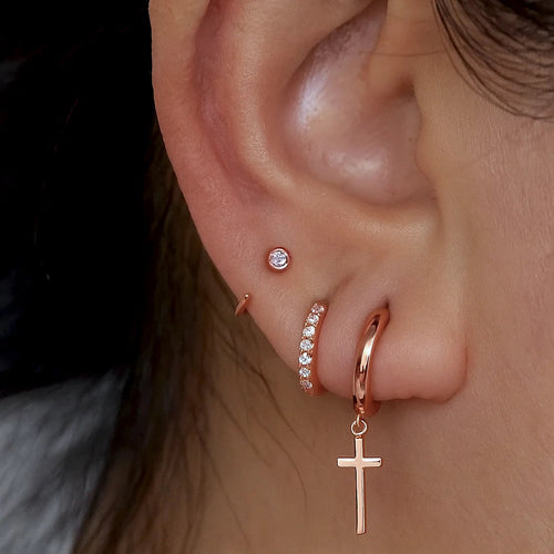 Mini Bezel Huggies Earrings