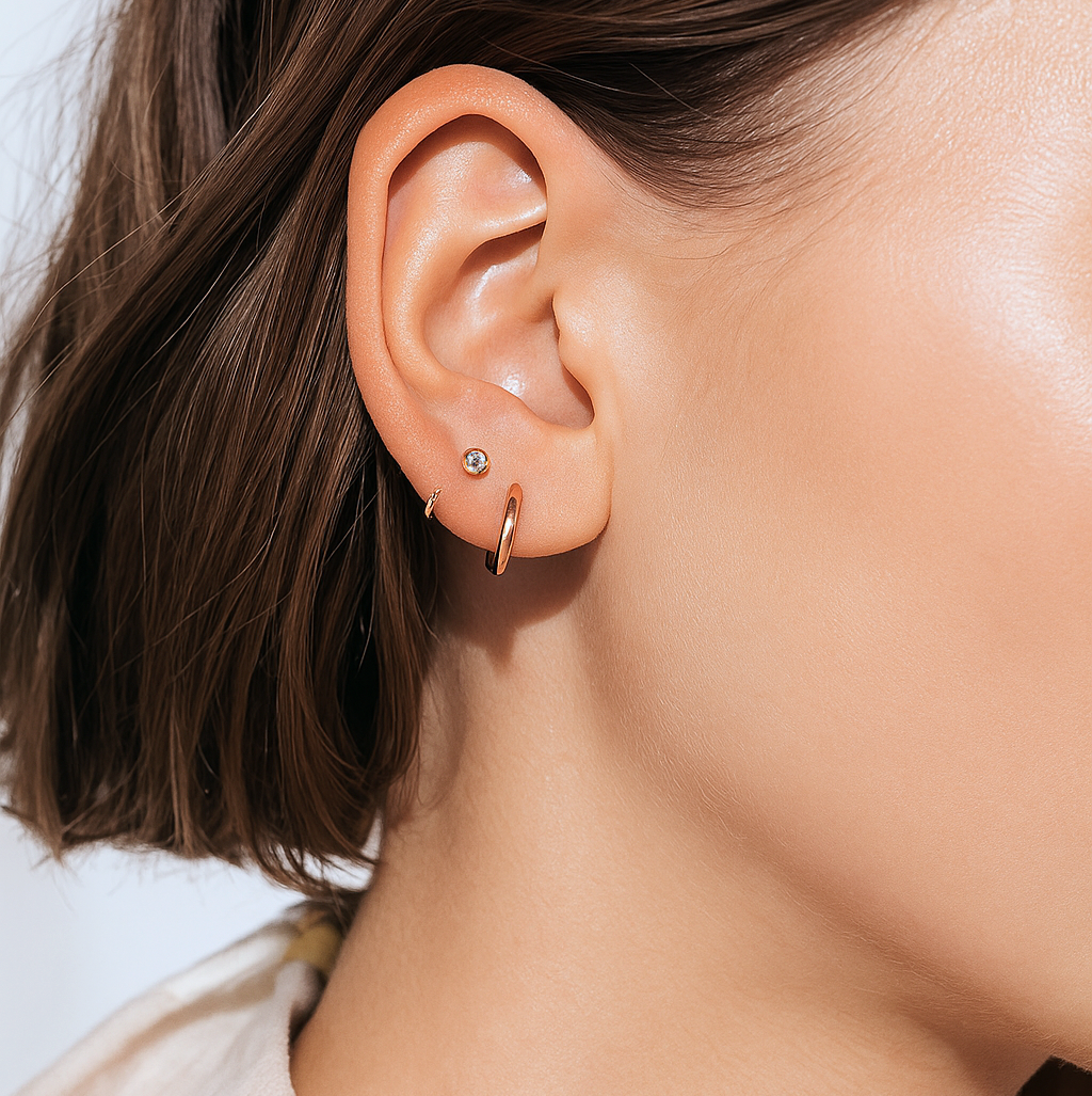 Mini Bezel Huggies Earrings