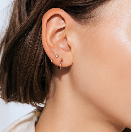 Mini Bezel Huggies Earrings