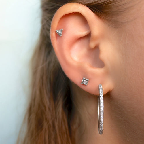 Vintage CZ Rhombus Jeweled Micro Barbell