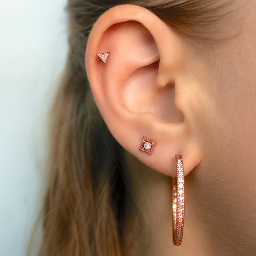 Vintage CZ Rhombus Jeweled Micro Barbell