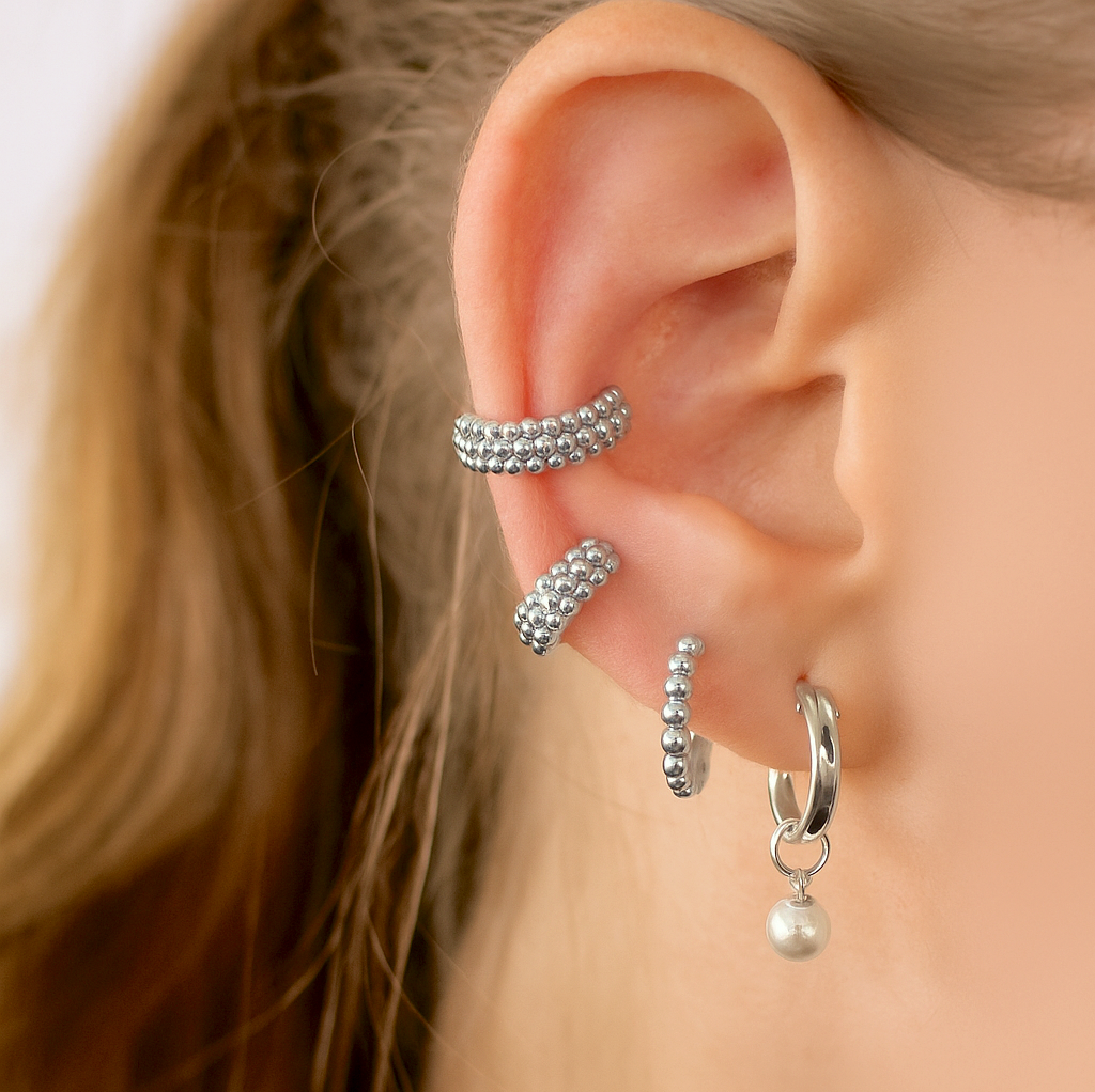 Encrusted Ball Studded Ear Cuff
