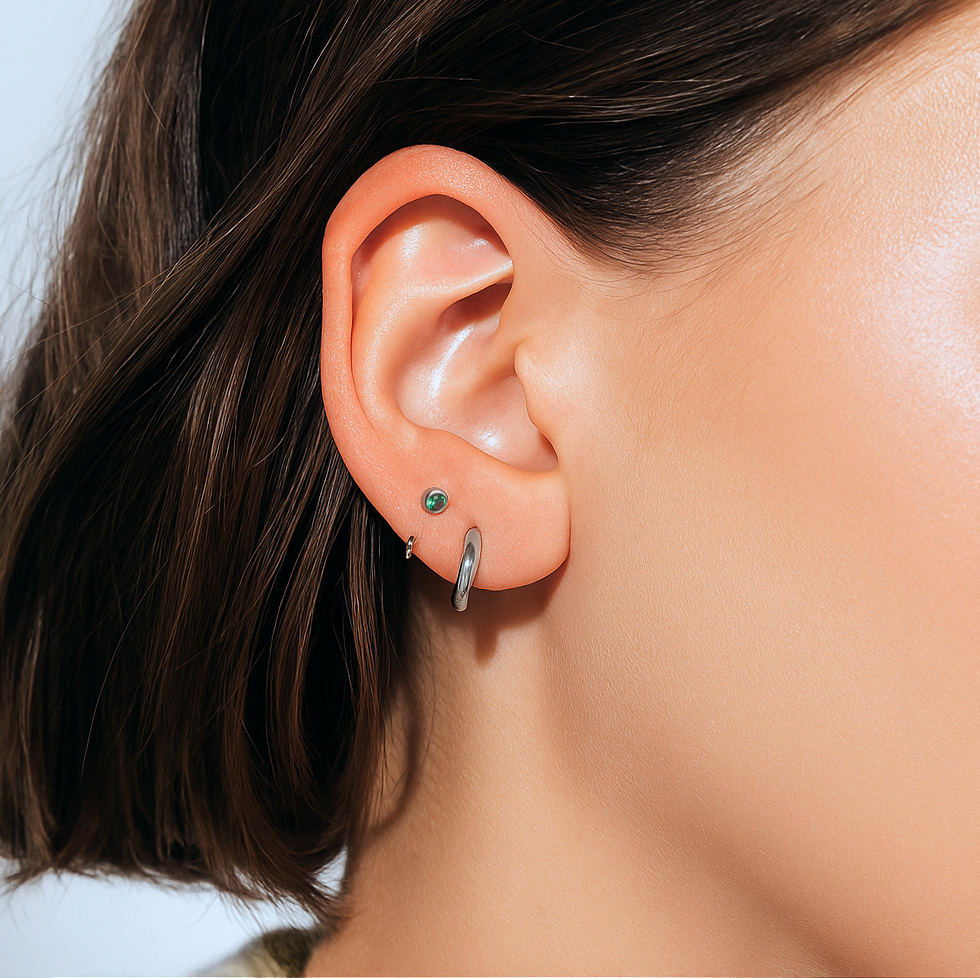 Mini Emerald Bezel Huggie