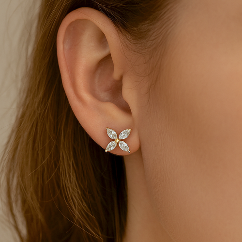 Marquise Flower Stud Earrings