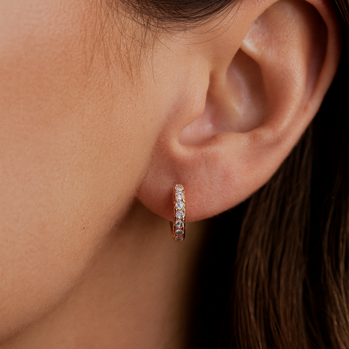 Pave Huggie Hoop Earrings