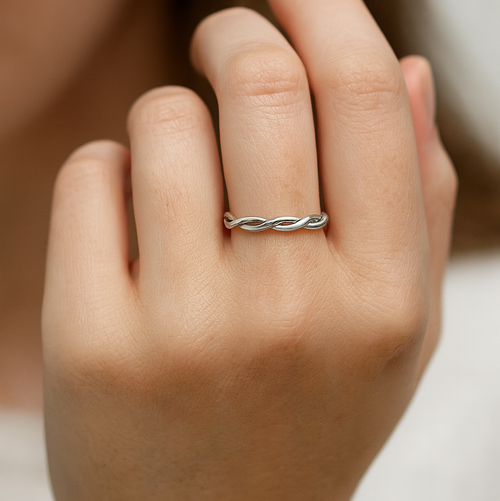 Braided Skinny Ring Silver