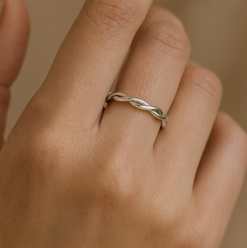 Braided Skinny Ring Silver