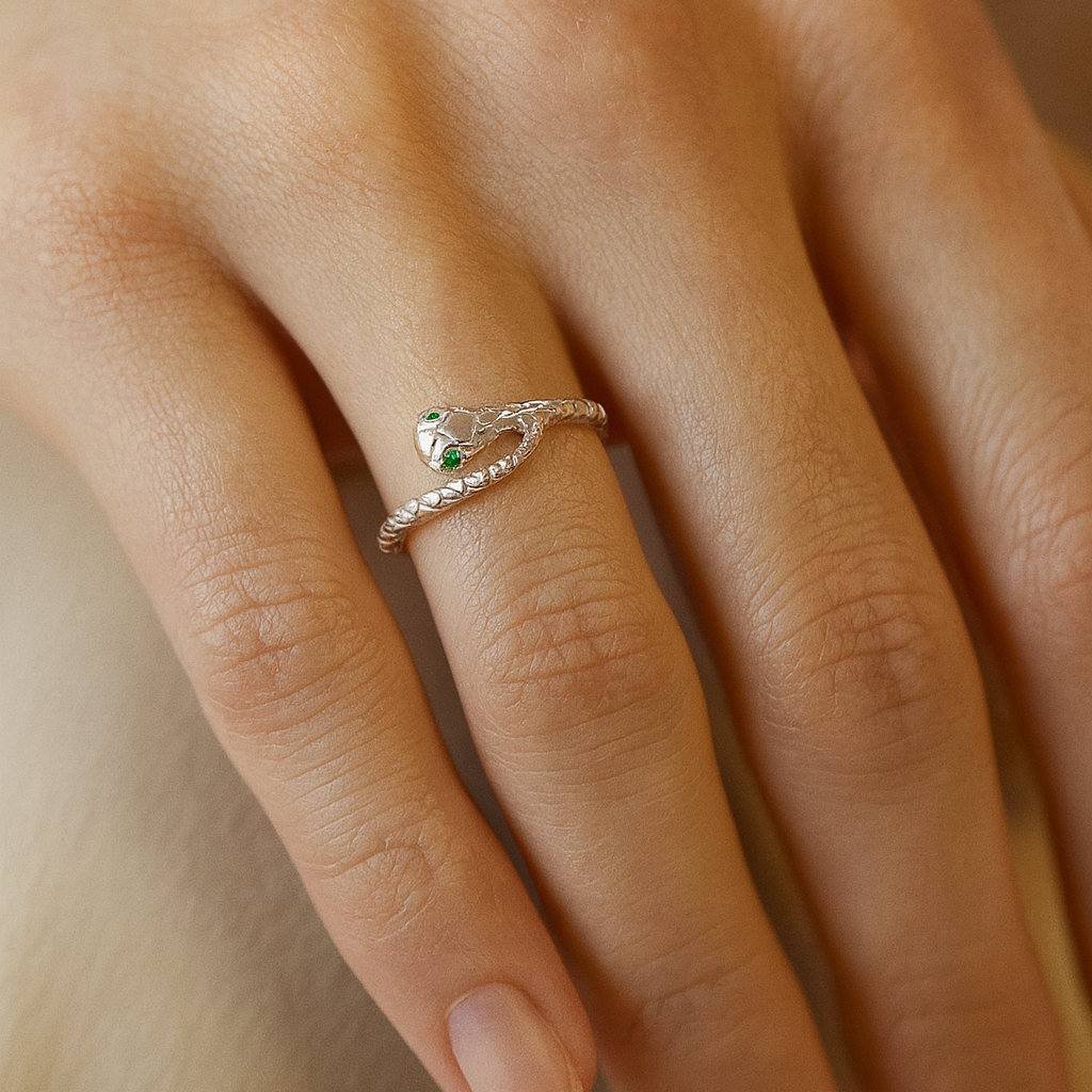 Textured Snake Ring Silver