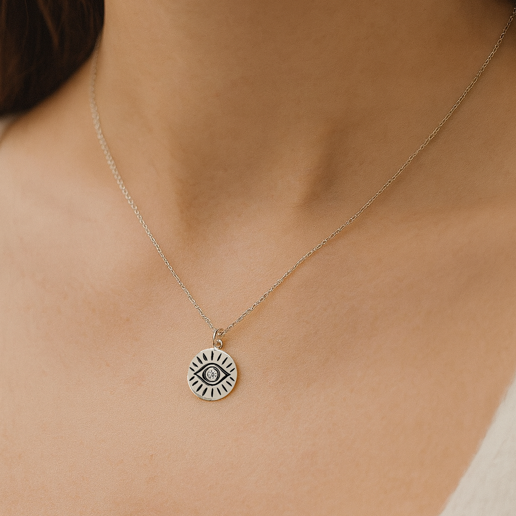 Evil Eye Disc Necklace