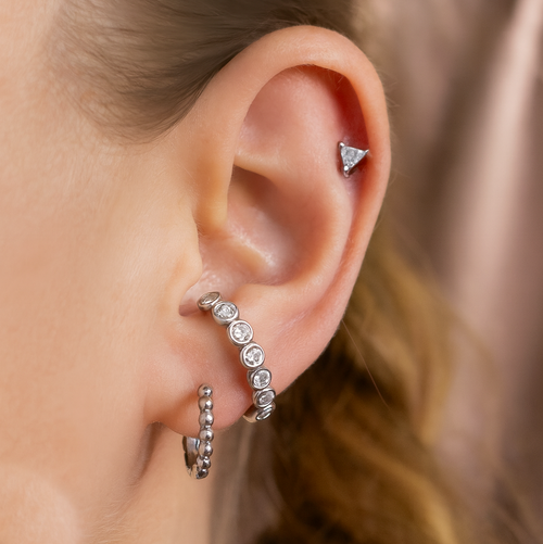 Bezel Suspender Stud Earrings