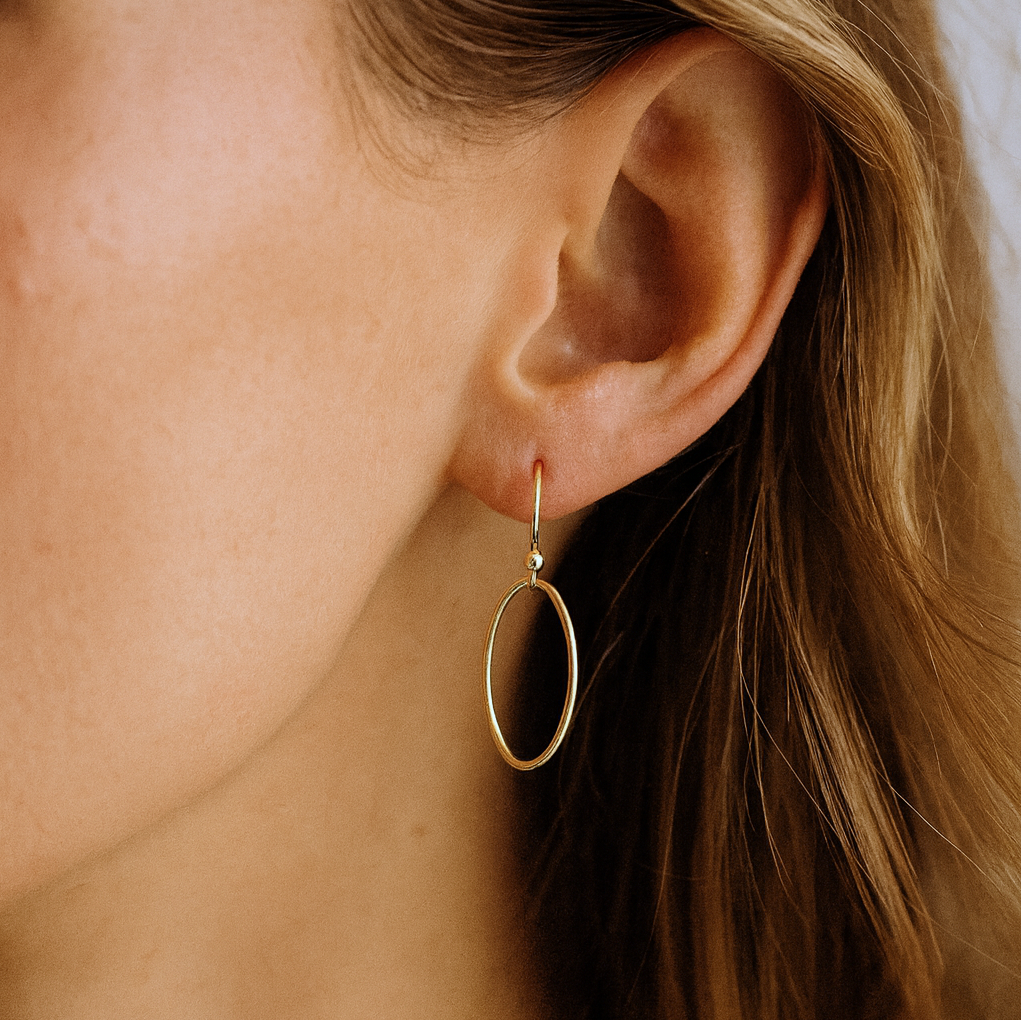 Minimal Oval Drop Earrings