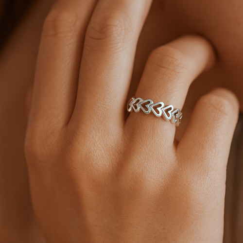 Open Heart Band Silver Ring