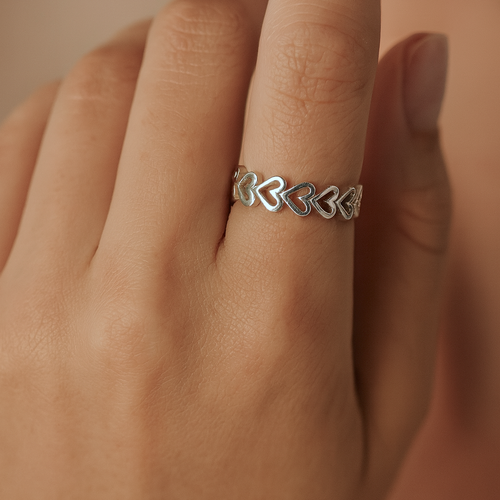 Open Heart Band Silver Ring
