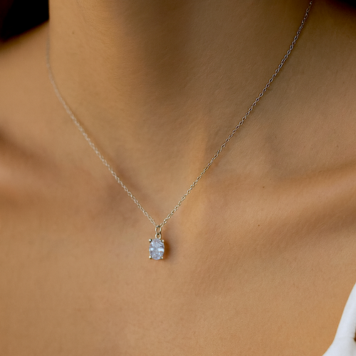 Oval Solitaire Necklace