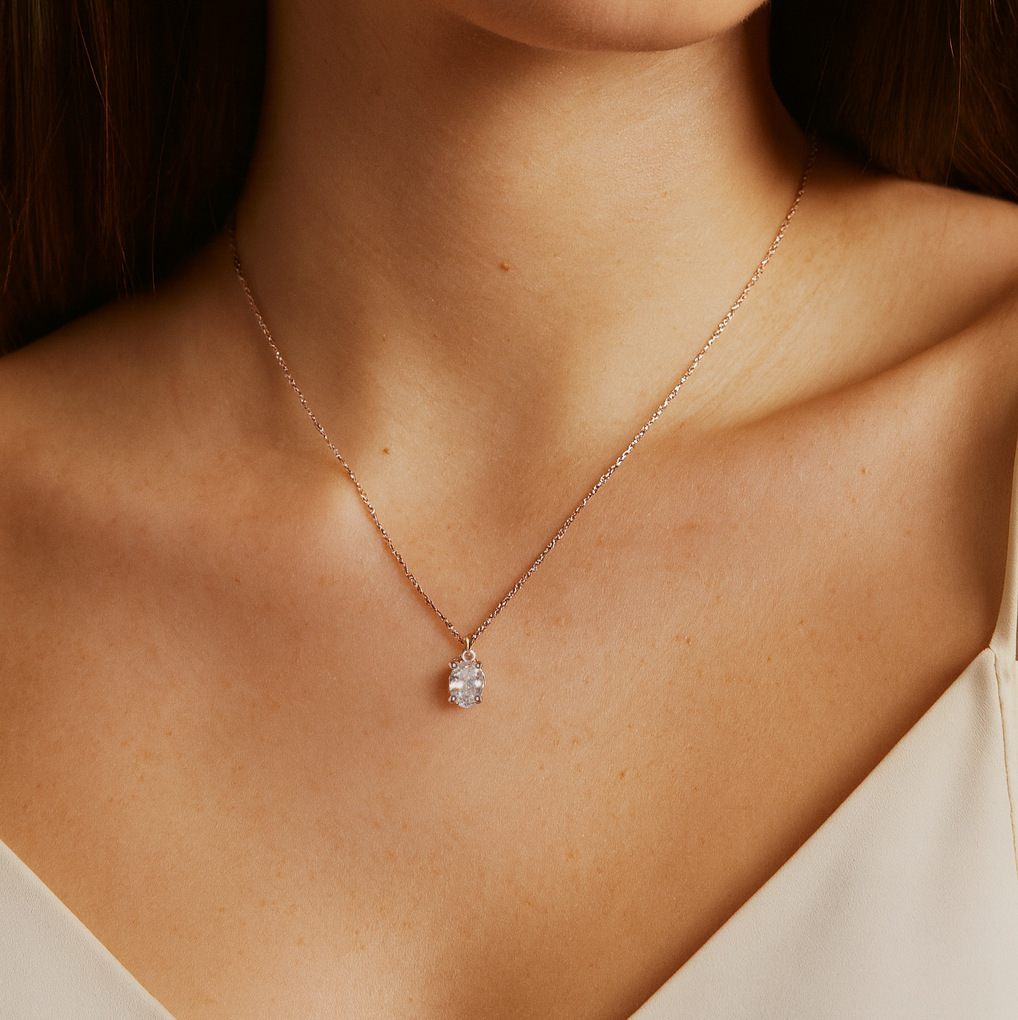 Oval Solitaire Necklace