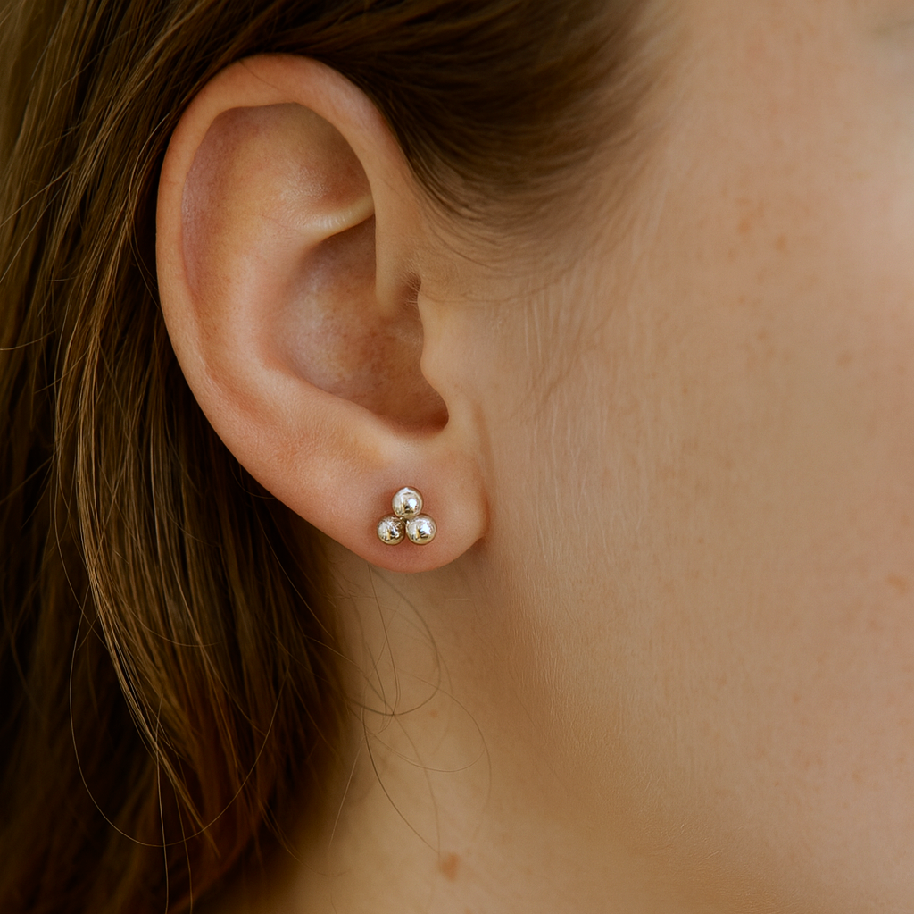 Minimal Trinity Ball Stud Earrings