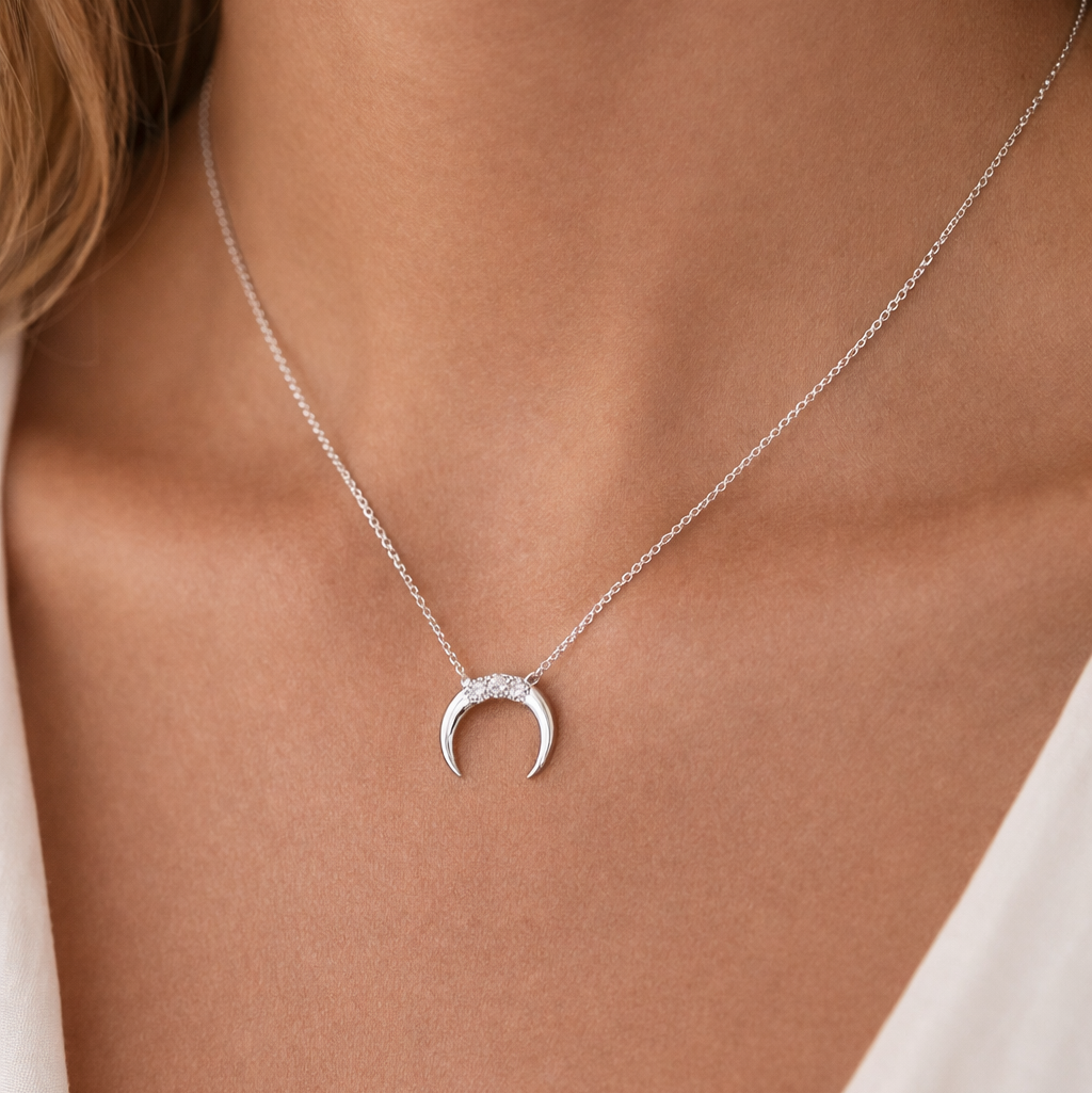 Pave Moon Necklace