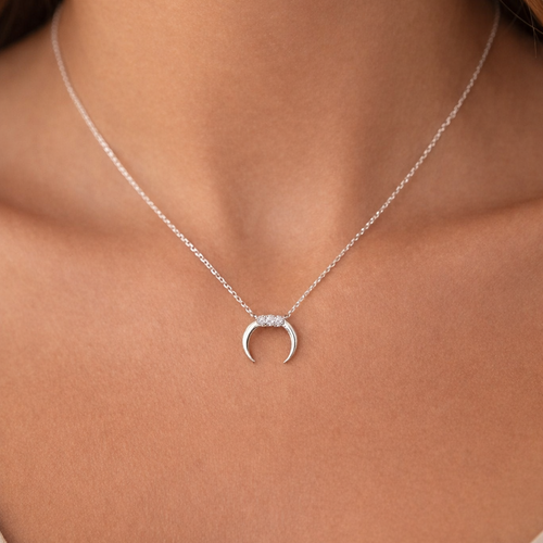 Pave Moon Necklace