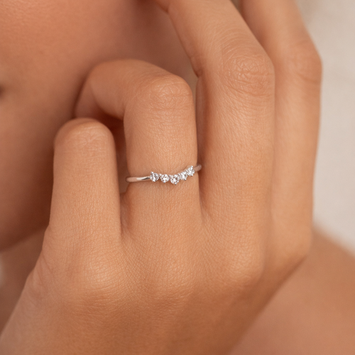 Minimal Chevron Pave Ring Silver