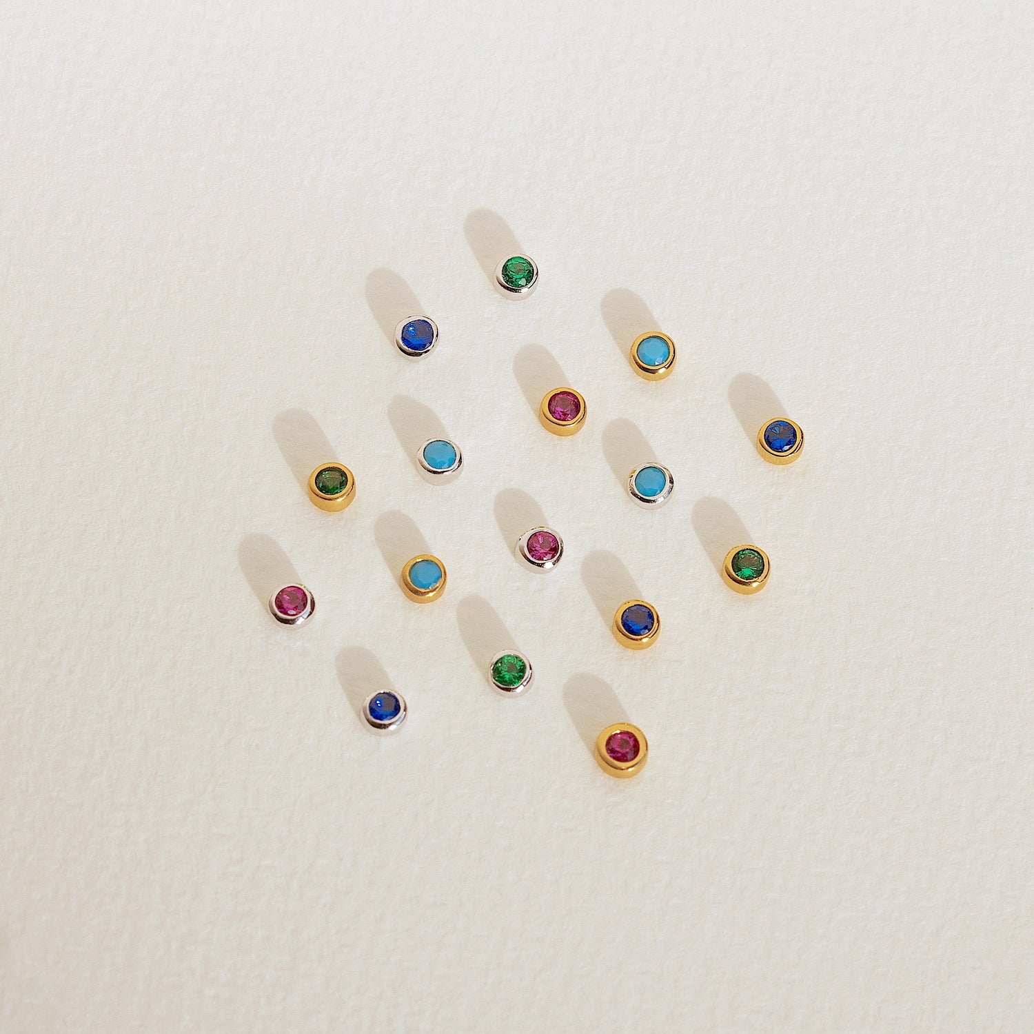 Mini Emerald Bezel Stud Earrings