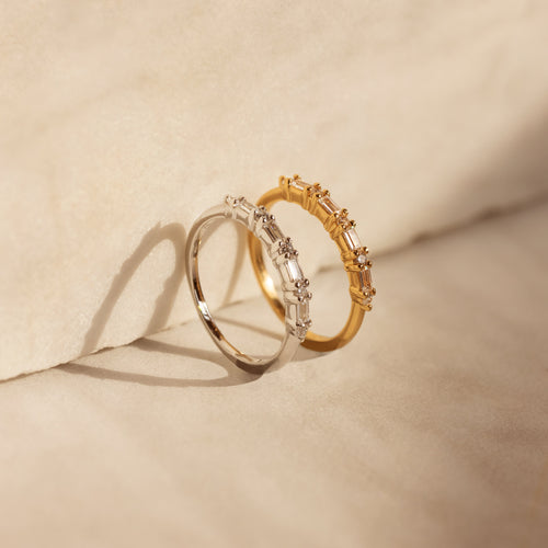 Cluster Baguette Ring Silver