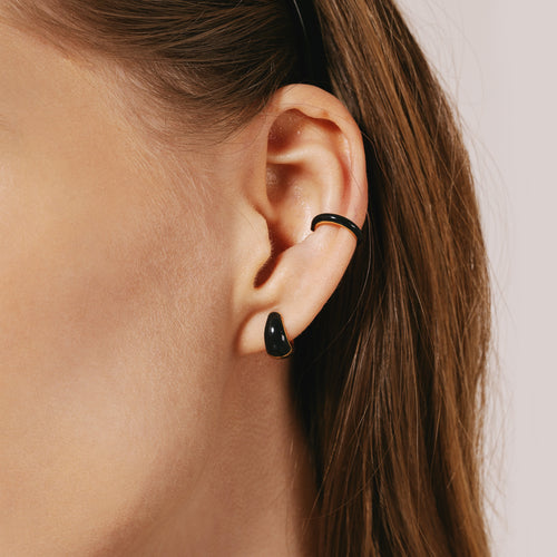 Bold Black Enamel Ear Cuff