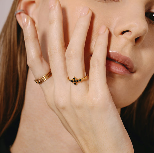Black Cross Gold Ring