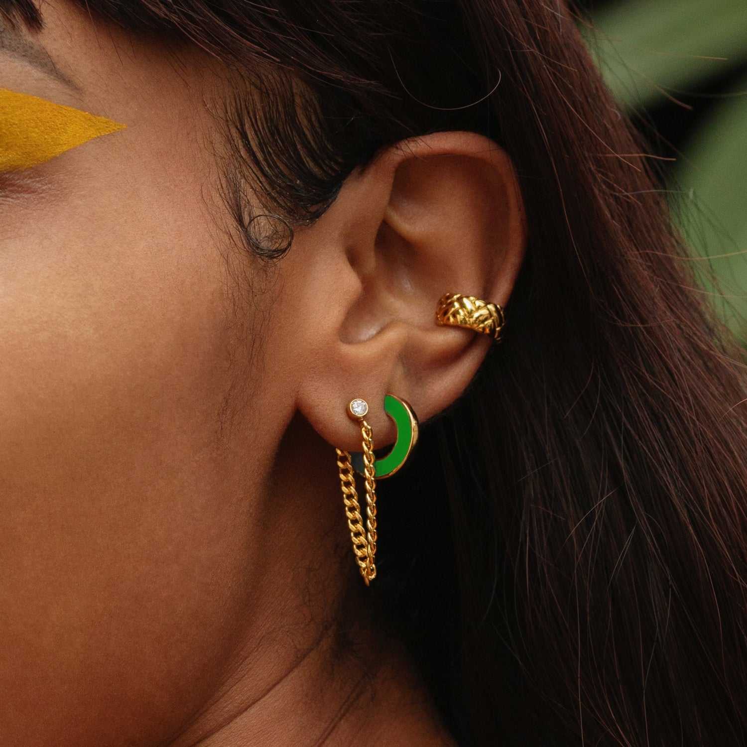 White Green Future Reversible Enamel Earrings