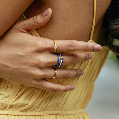 Curb Chain Clear Bezel Ring