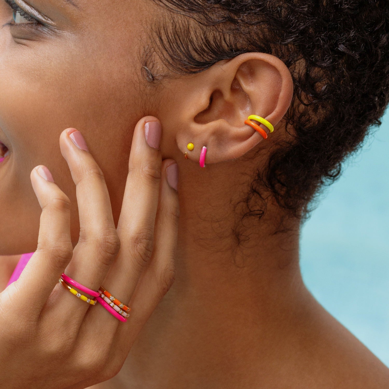 Baby Ball Lemon Huggie Earrings