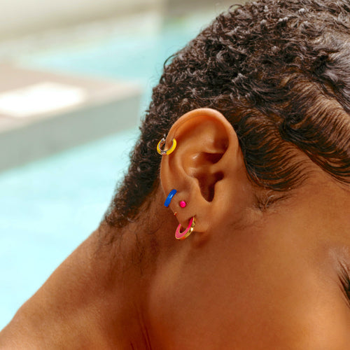 Nautical Blue Huggie Hoop