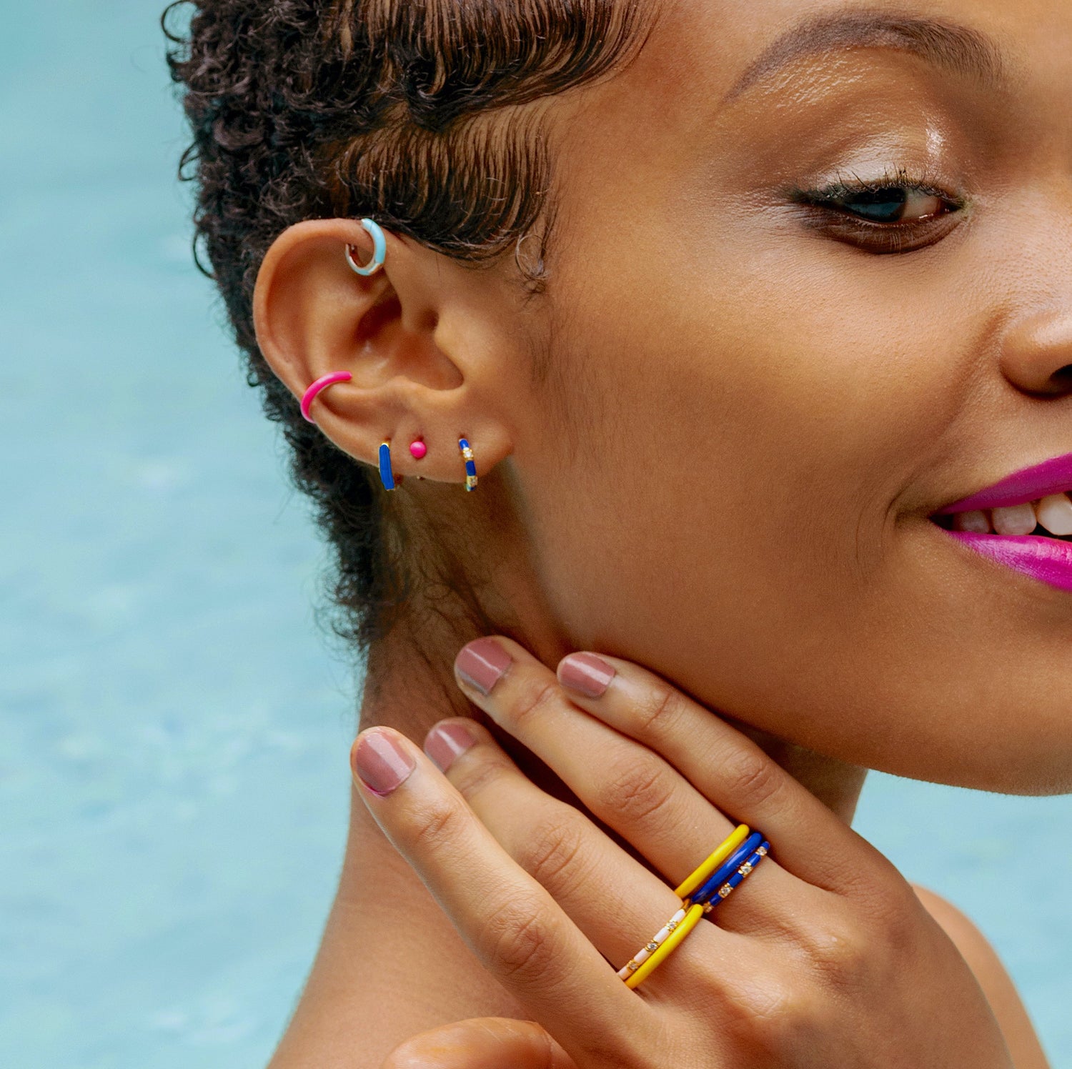 Nautical Blue Huggie Hoop