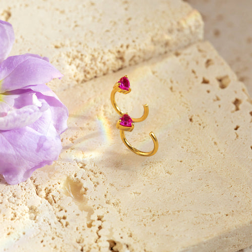 Little Ruby Heart Huggie