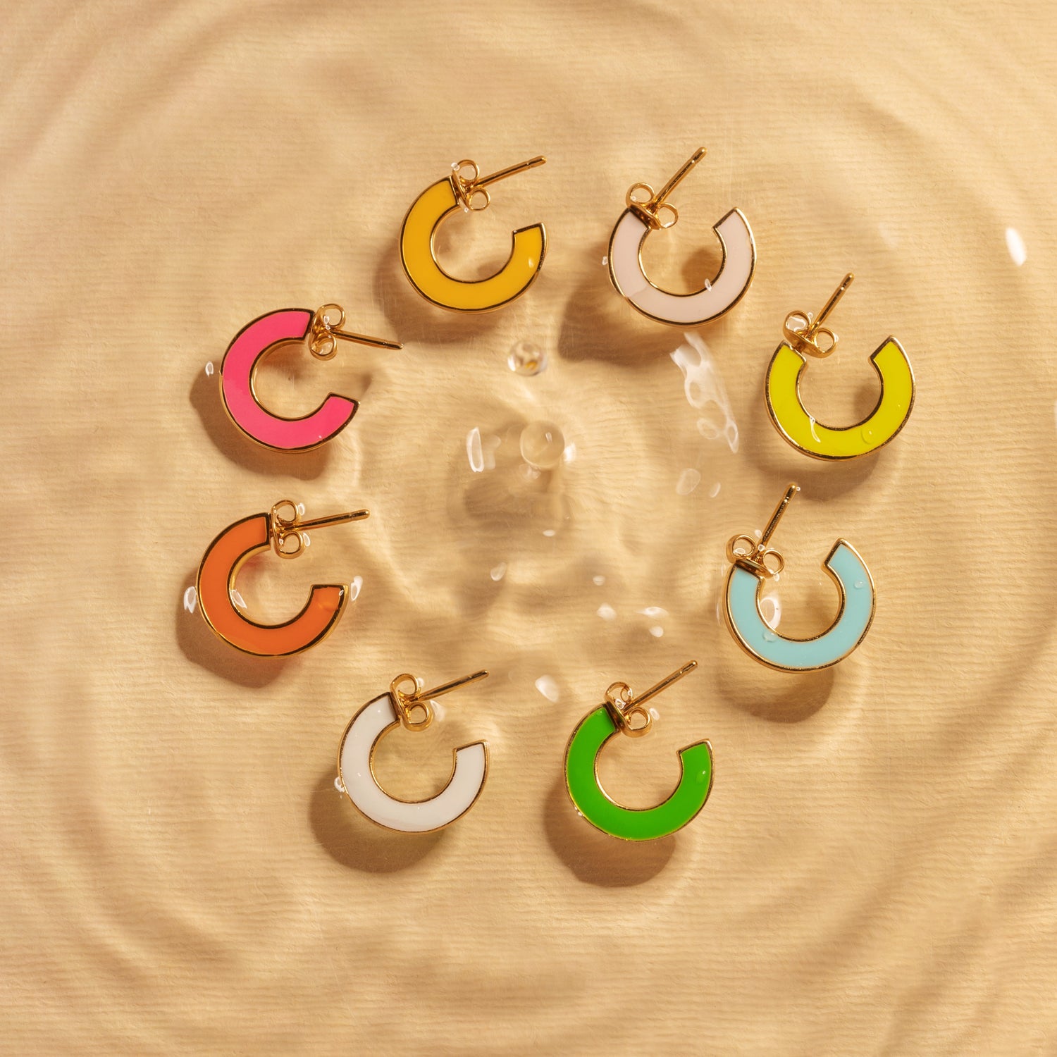 White Green Future Reversible Enamel Earrings