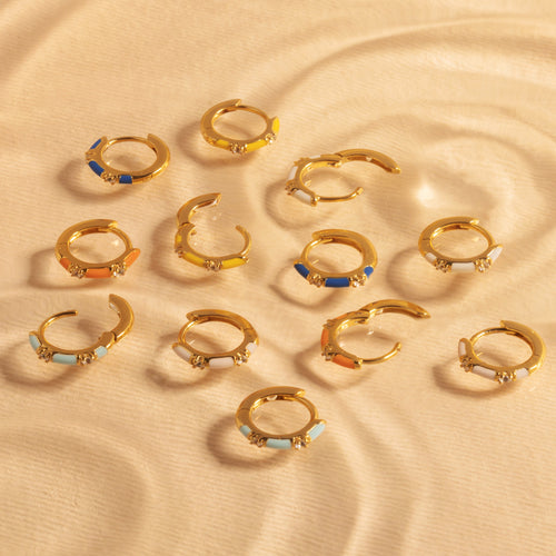 Coral Orange CZ Huggie Hoop