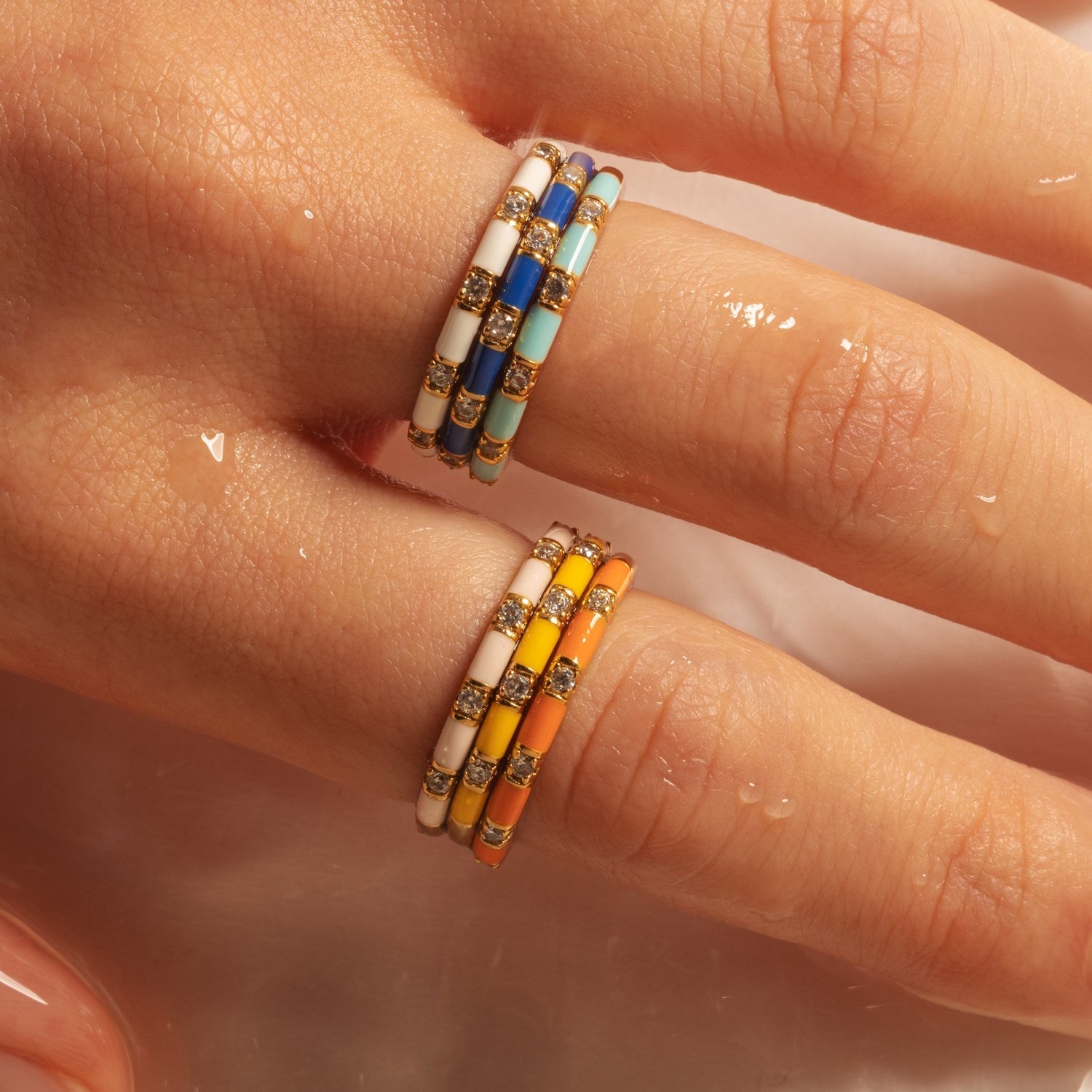 Coral Orange CZ Stacker Ring