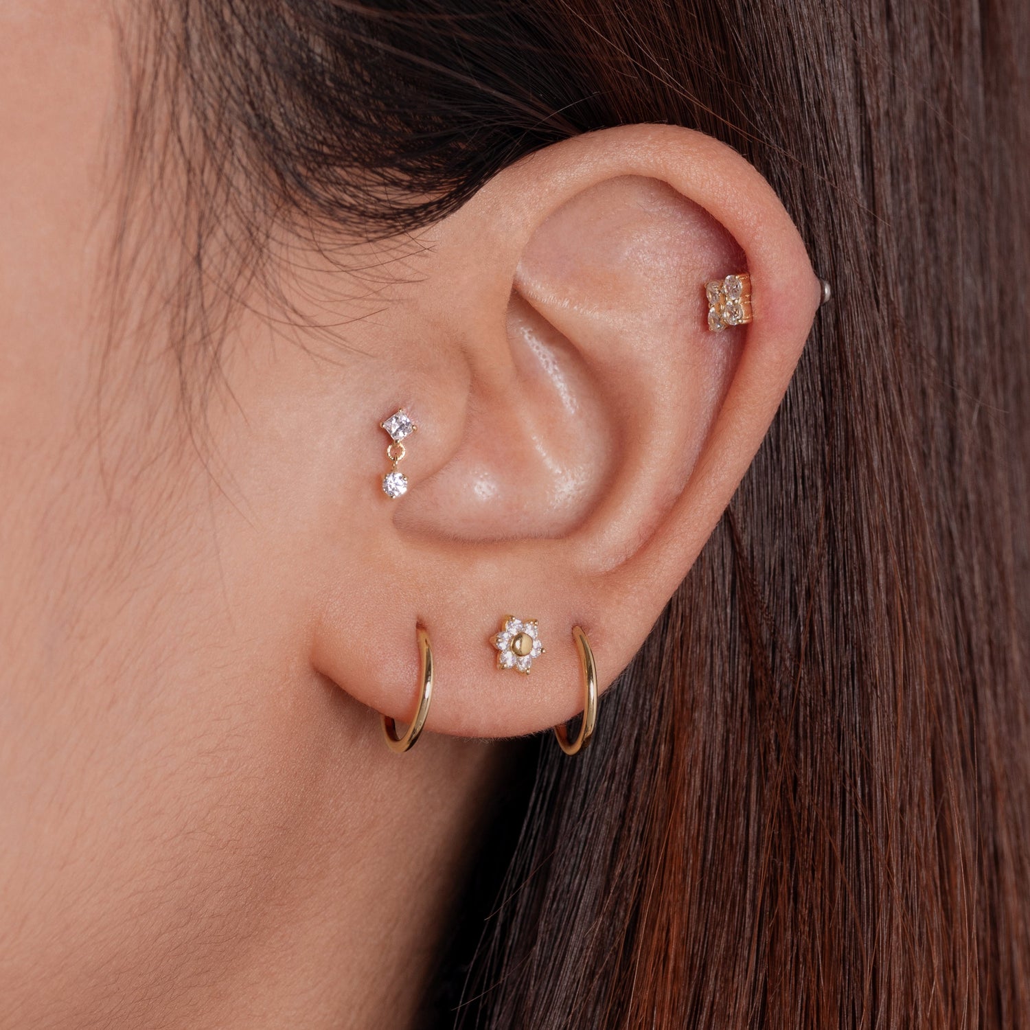 14K Solid Gold Small Clicker Hoop 9mm