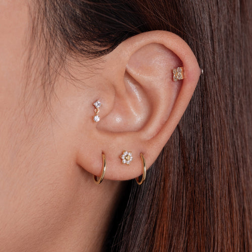14K Solid Gold Small Clicker Hoop 9mm