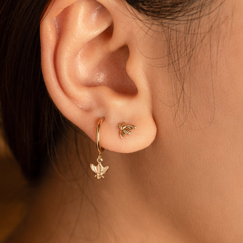 Little Bumble Bee Hoop Earrings