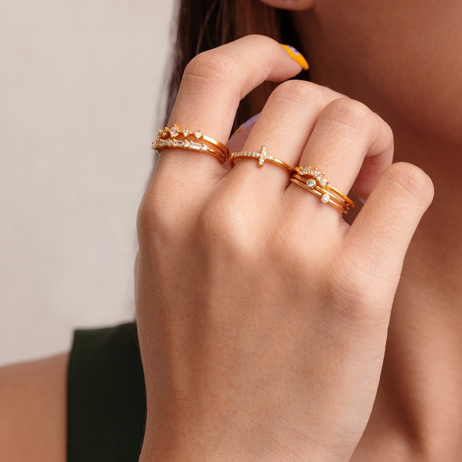 Sideway Pave Cross Ring