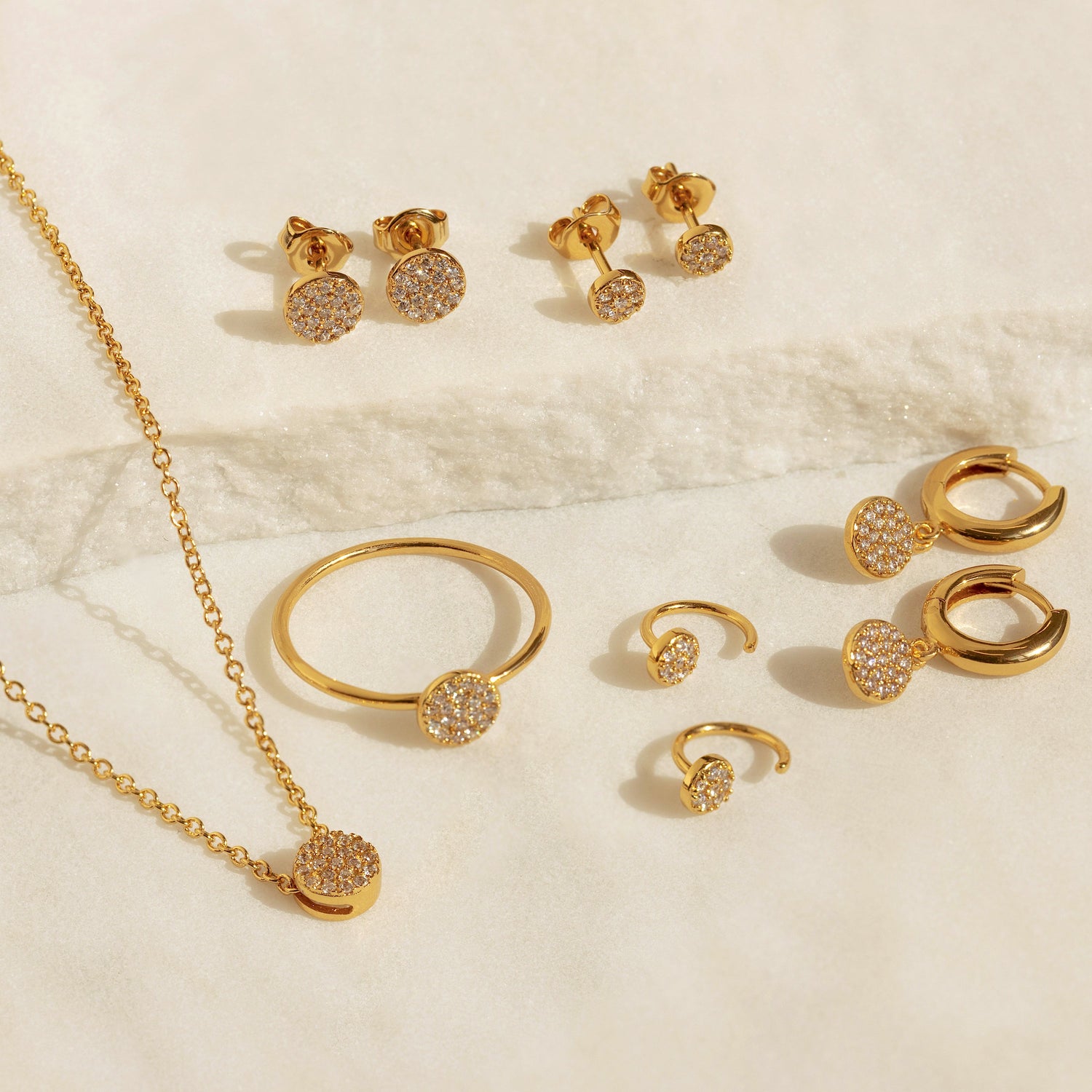 Mini Pave Disc Stud Earrings