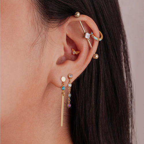 Sparkle Bezel Bar Dangle Earrings