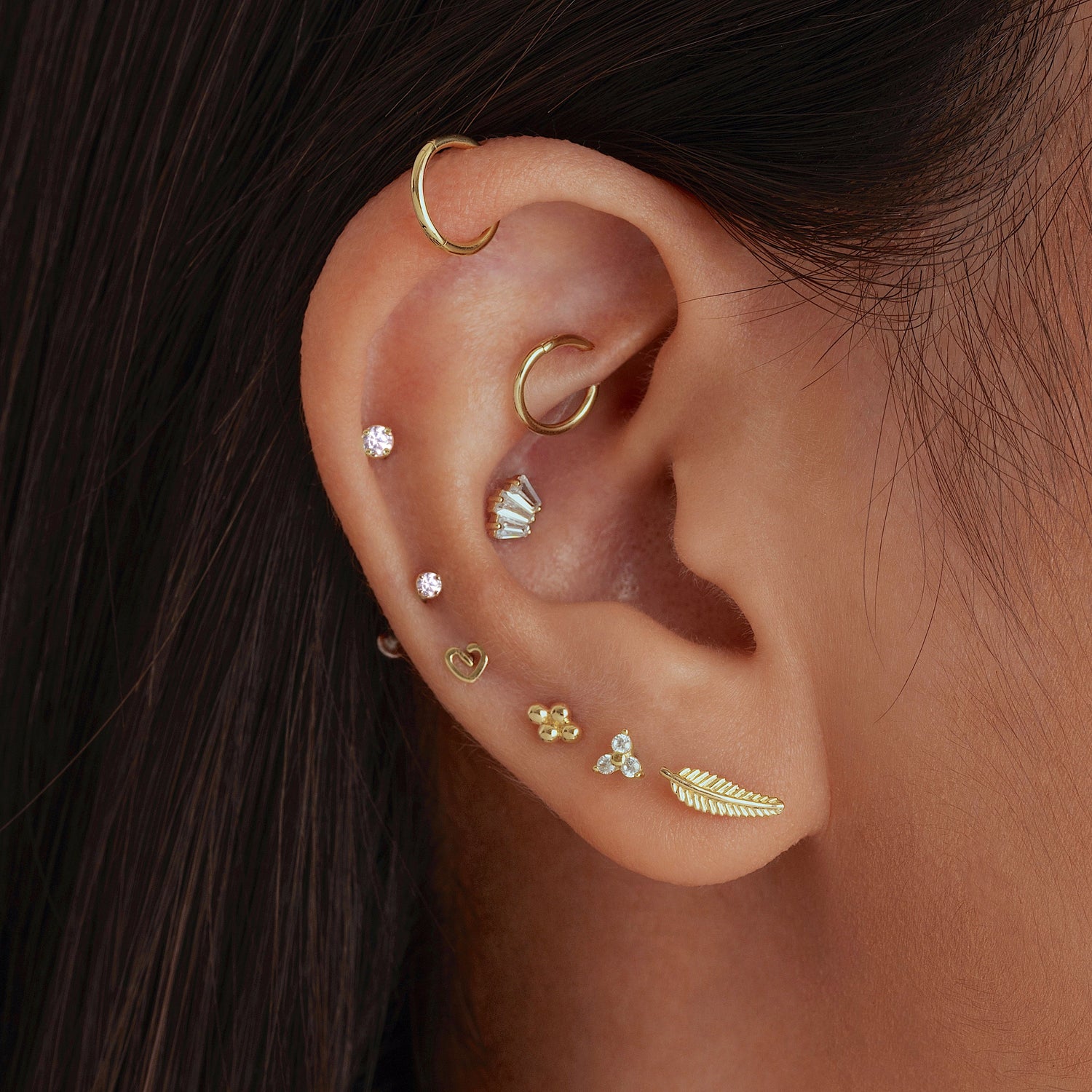 14K Solid Gold Small Clicker Hoop 9mm