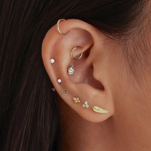 14K Solid Gold Small Clicker Hoop 9mm