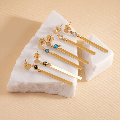 Sparkle Bezel Bar Dangle Earrings