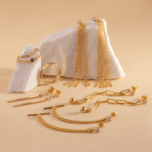 Sparkle Bezel Bar Dangle Earrings