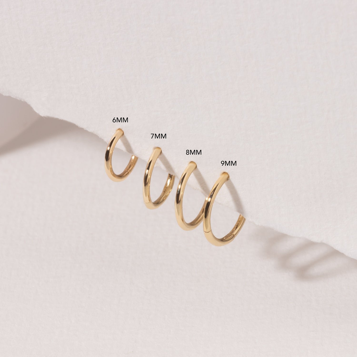 14K Solid Gold Small Clicker Hoop 9mm